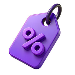 3D price tag with percent sign, online shopping promotion label, isolated on a transparent background, generative AI