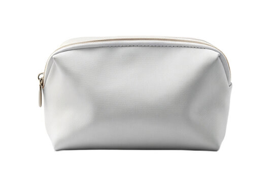 Simple white zippered pouch on a black background