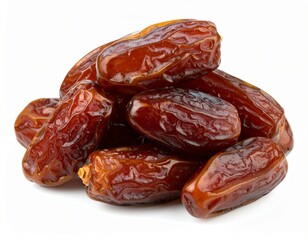 Fototapeta premium Pile of Fresh Dates on White Background