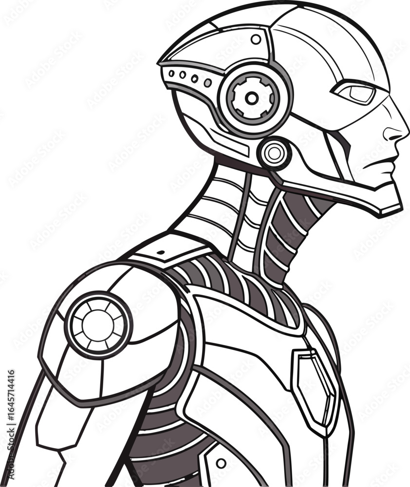 Aufkleber a sleek modern front facing humanoid robot head illustration representing artificial intelligence an
