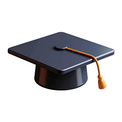 3D graduation cap, college and university icon, isolated on a transparent background, generative AI