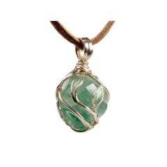Elegant Green Fluorite Wire-Wrapped Pendant Necklace on Leather Cord