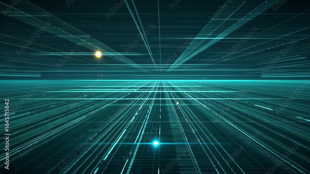 Poster futuristic digital grid with glowing lines and light points in a high-tech environment