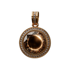Luxurious Gold Pendant with Smoky Quartz and Diamonds