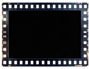 Vintage Film Frame with Sprocket Holes &ndash; Transparent PNG Overlay with Dust and Subtle Vignette for Photo Editing
