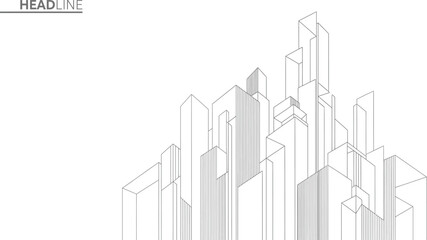 Fototapeta premium Abstract Architectural Construction - Geometric Technological Background 