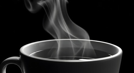 Black and white close-up of steam rising from a cup of tea