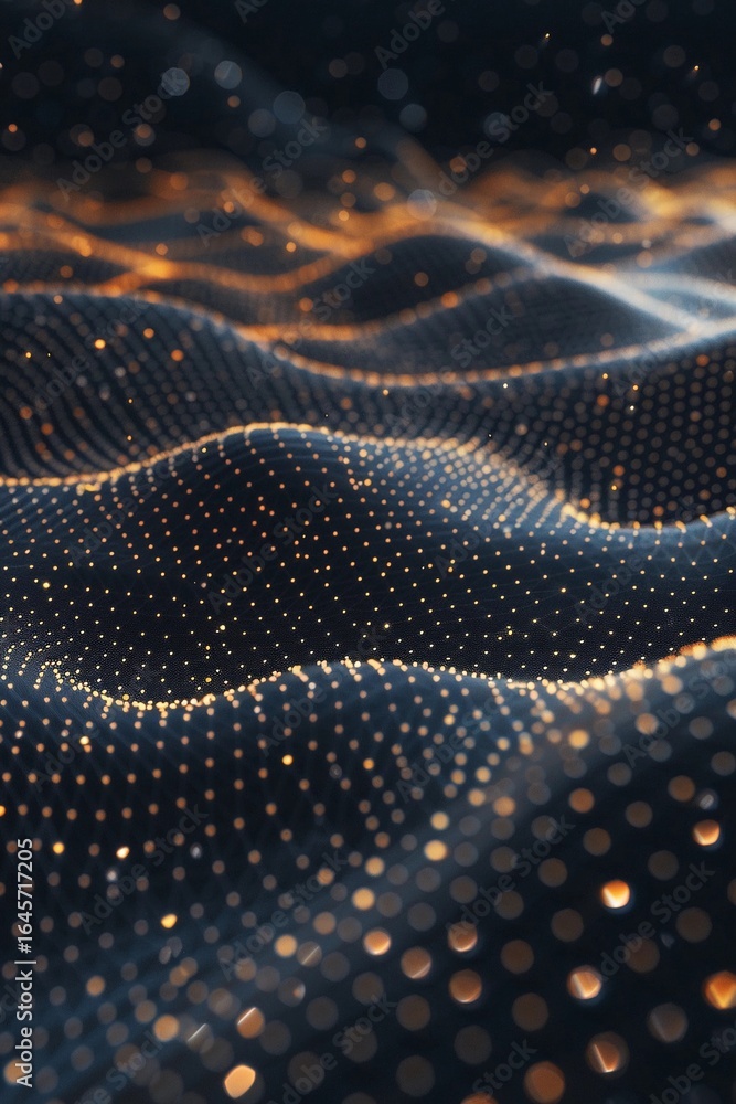 Aufkleber abstract representation of flowing waves with glowing points, showcasing a dynamic interplay of ligh