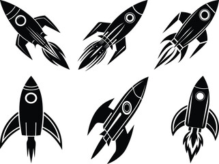 A cartoon space rocket vector illustration of a flying fish silhouette