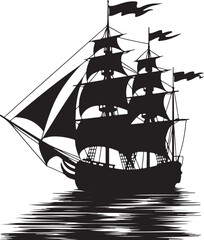 Sailing Ship Silhouette Vector Illustration, a timeless design perfect for nautical-themed projects
