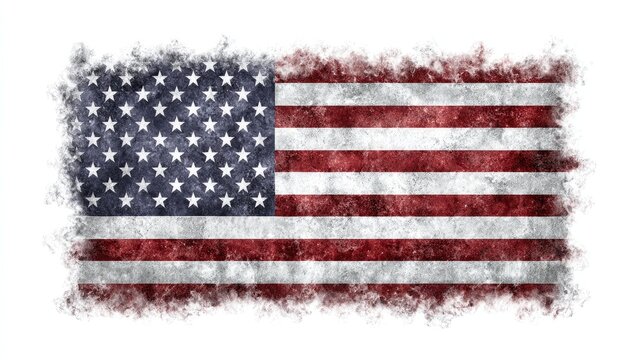 Aged, textured US flag, with distressed, smoky edges
