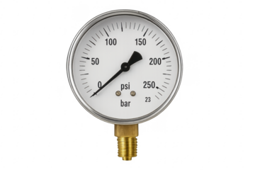 Pressure gauge measuring pressure with transparent background