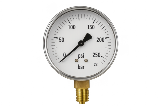 Pressure gauge measuring pressure with transparent background