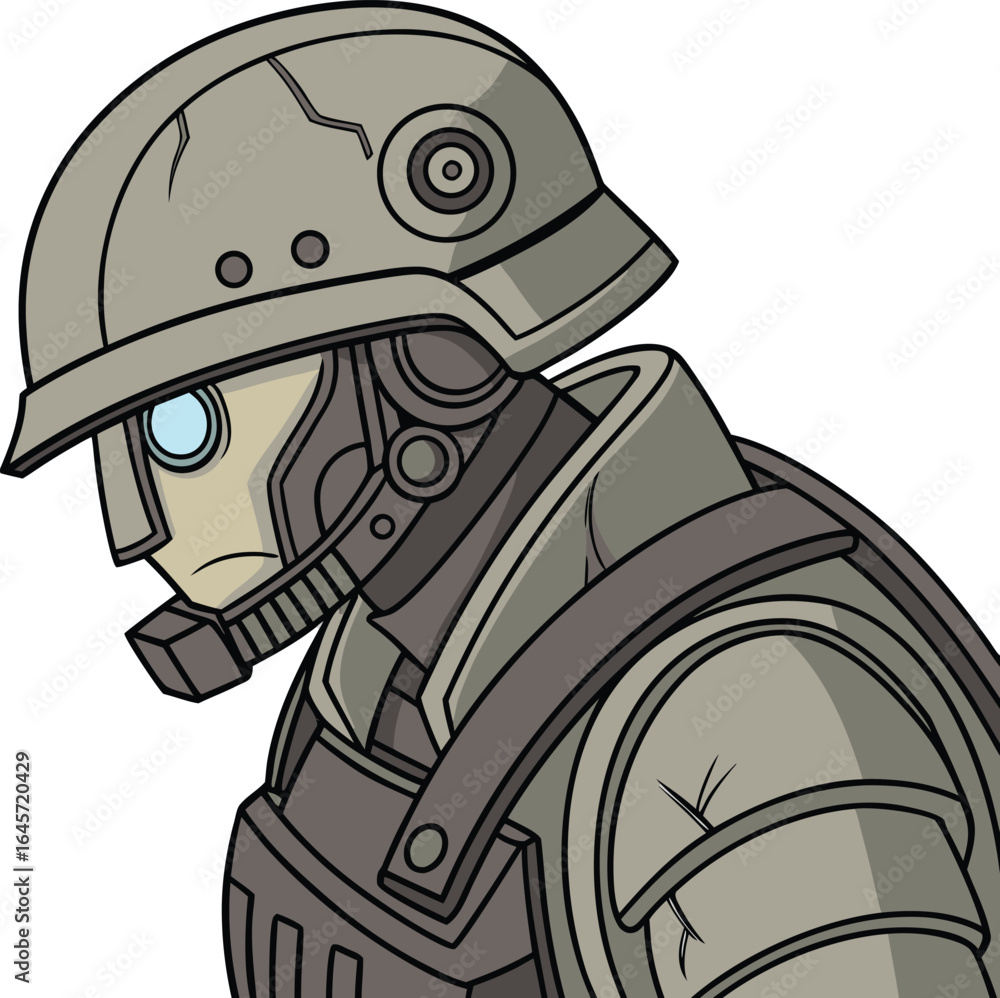 Poster futuristic high speed interceptor robot design with advanced aerodynamic features suitable for sci f