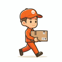 Vector image of a courier carrying a package