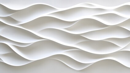White background with a 3D wavy texture for modern design, in a white and grey color palette