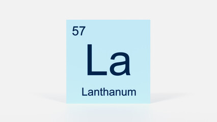 Lanthanum Element 3D Render - Periodic Table Box with Atomic Number 57, Scientific Education, Chemistry Classroom, Modern Science Poster, and Laboratory Wall Art
