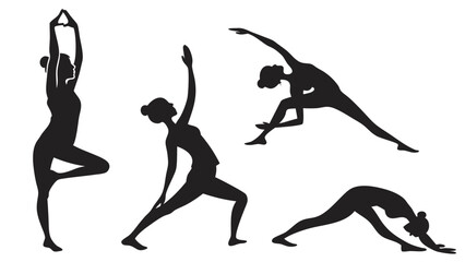 Yoga Poses Silhouettes of Women.