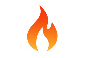 Vibrant flame icon on transparent background