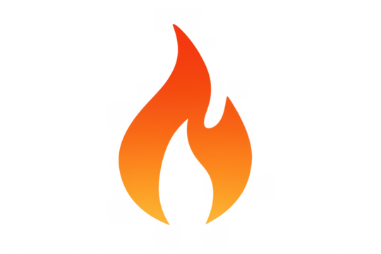 Vibrant flame icon on transparent background