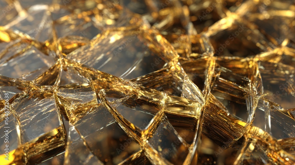 Aufkleber abstract golden textured surface with geometric patterns and depth