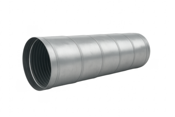 Spiral metal duct pipe on transparent background