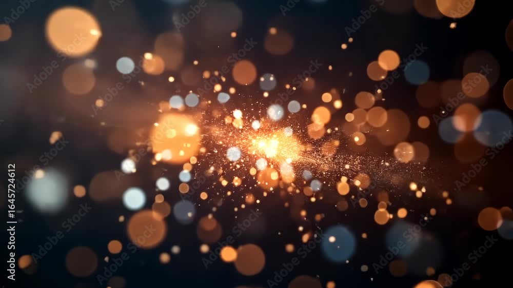 Poster dynamic glittering light particles sparkling bokeh effect in motion