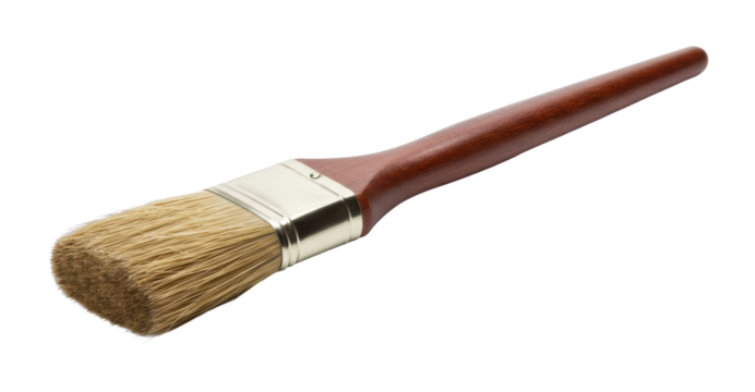 Artistic action painting with a brush studio setting creative process. Cut out png