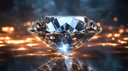 Fototapeta premium Shiny diamond gemstone with light refraction