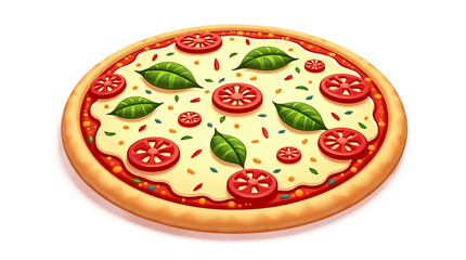 Margherita Pizza Isolated on Transparent Background