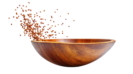  Falling Woodnbowl  plate isolated on white background PNG 