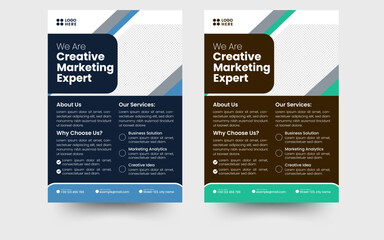 a bundle of 3 templates of 3 different colors a4 flyer template, modern business flyer template, abstract business flyer and creative design, IT company flyer and editable vector template design.