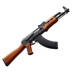 Classic ak 47 assault rifle with wooden furniture