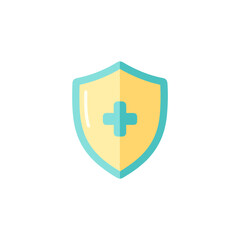 Vector cross shield icon for medical help and first aid website