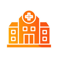 Obraz premium Iconic Hospital Building: a vibrant and inviting illustration that signifies health, care, and medical expertise. Showcasing a clean design, ideal for various healthcare-related applications.
