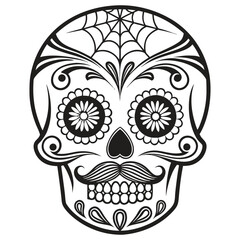 Stylized Sugar Skull Vector for Creative Halloween Templates