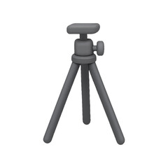 Simple gray mini tripod isolated on transparent background