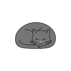 A cute cartoon cat vector with a black tail and fun drawing