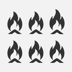 Flame Fire Icon New Design Black And White