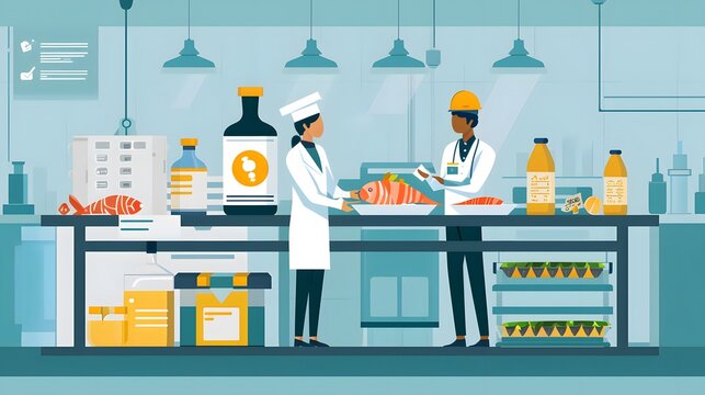 vector flat seafood procurement approval flow with carbon score toggle and trace badge checklist, structured UX, cinematic scene