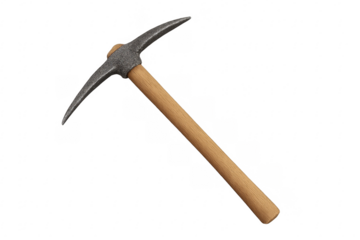 Classic pickaxe on transparent background for digital use