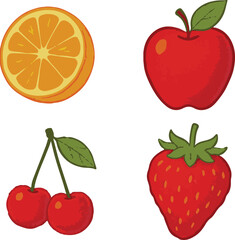 set of ripe red cherries