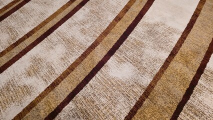 Luxury white and brown striped hotel carpet floor. Colored alternating pattern carpet. Luxury hotel...