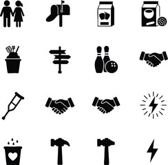 Fototapeta premium Social and Practical Icon Sheet for Interaction and Utility Concepts