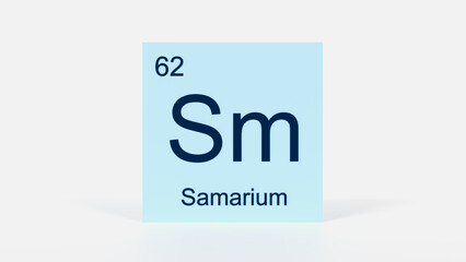 Samarium Element 3D Render - Periodic Table Box with Atomic Number 62, Scientific Education, Chemistry Classroom, Modern Science Poster, and Laboratory Wall Art
