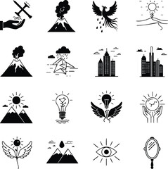 Fototapeta premium Abstract Power and Transformation Icon Sheet for Conceptual Themes