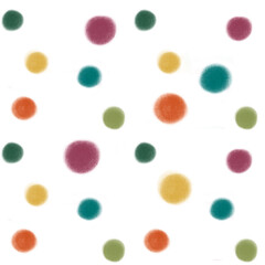Abstract seamless colorful polka dots on a light background, hand drawn illustration
