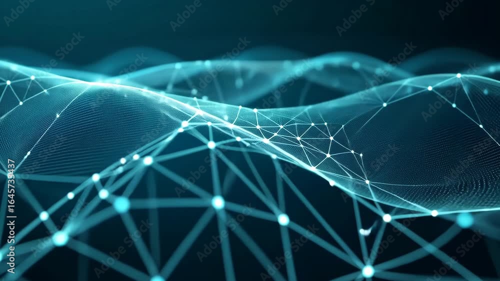 Poster futuristic digital wave network visualization for innovative technology concepts