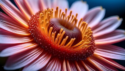 a close view of a flower pistil showcases fine details