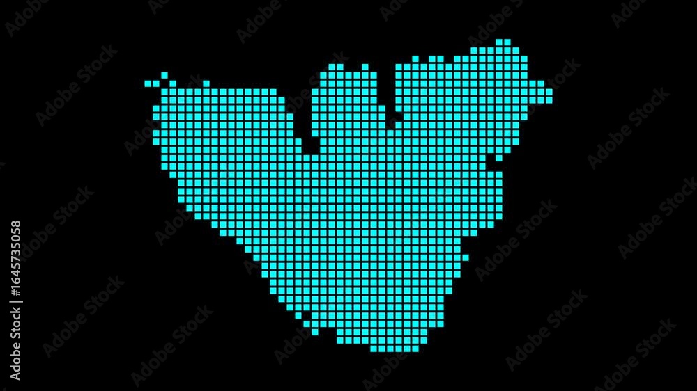 Poster moorea digital map. map of moorea in dotted style. shape of the island filled with rectangles. super